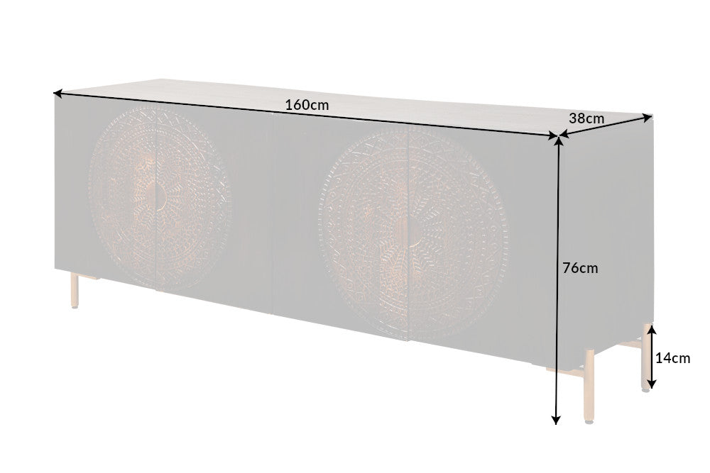 Sideboard Lotus 160cm Mango Wood Black